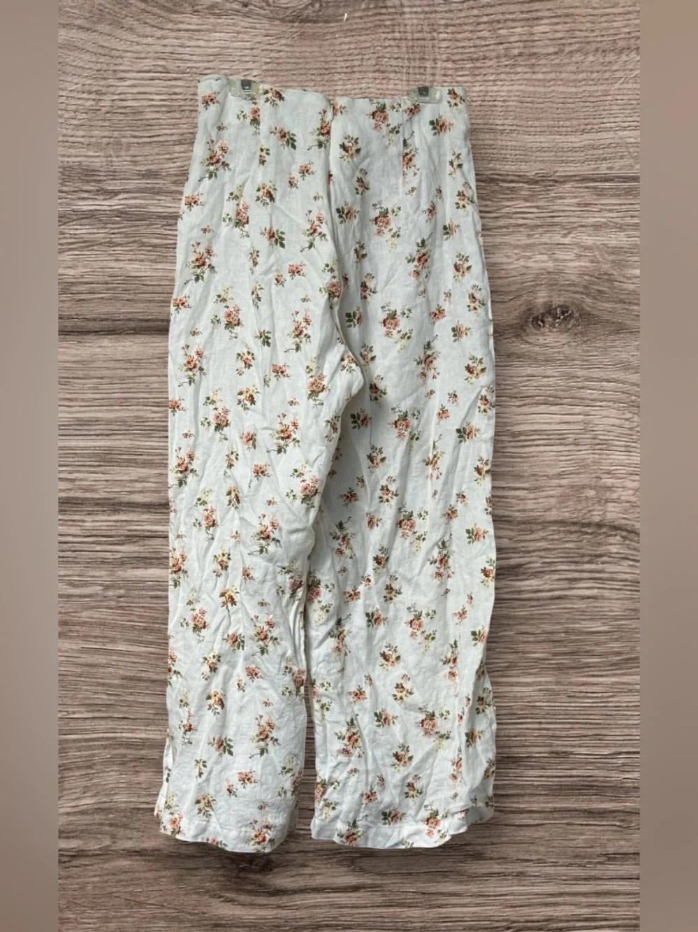 Creed Lace-Up Floral-Print Linen Pants SZ 4